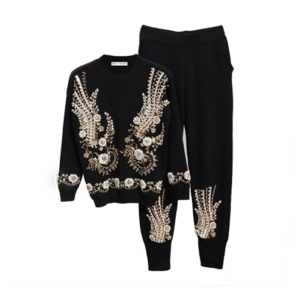 Beyazura two piece loungewear set with beading
